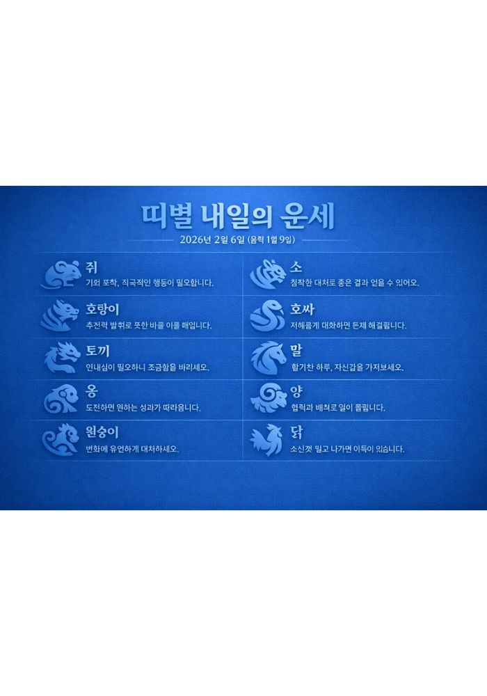 1.띠별 내일의 운세 2026년2월6일