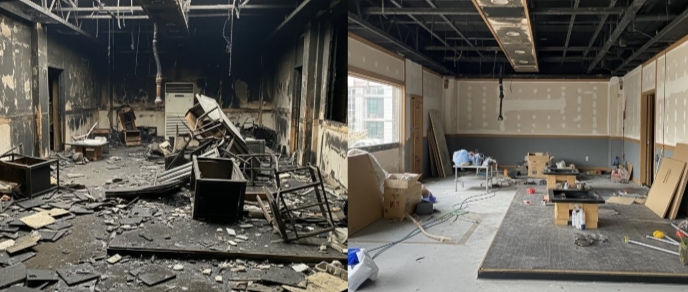 식당 화재청소 중