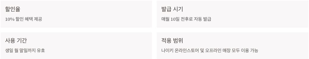 나이키 생일쿠폰이란? 섹션 정리 이미지