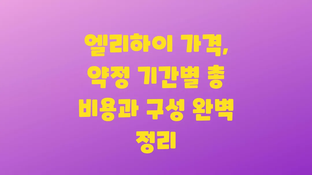 엘리하이 가격 약정 기간별 총 비용과 구성 완벽 정리