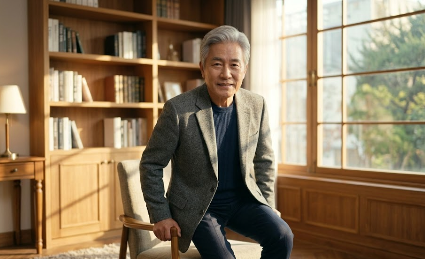 허벅지 근감소로 힘들어하는 시니어 모습