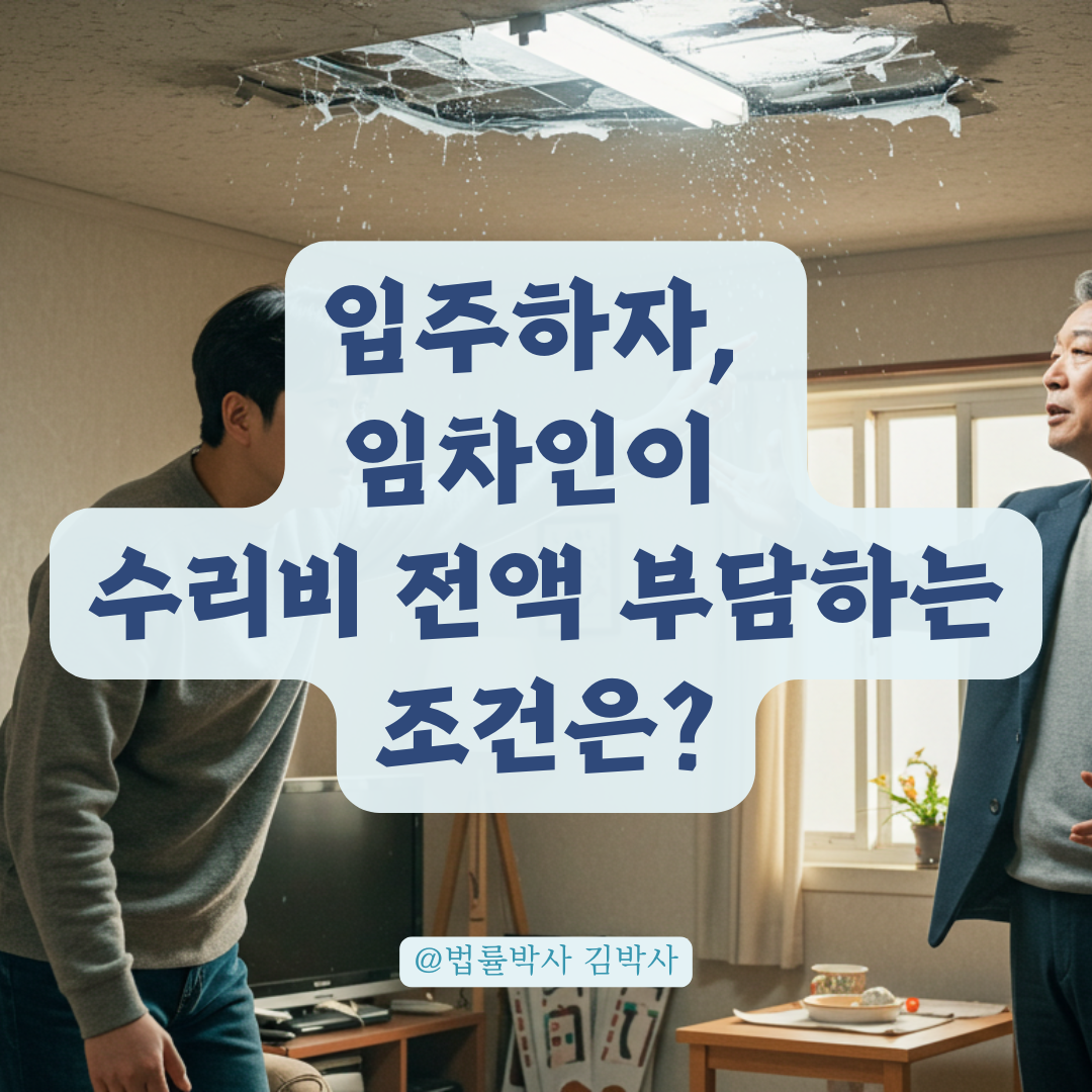 입주 직후 발견된 하자, 임차인이 수리비를 전액 부담해야 하는 경우 정리.