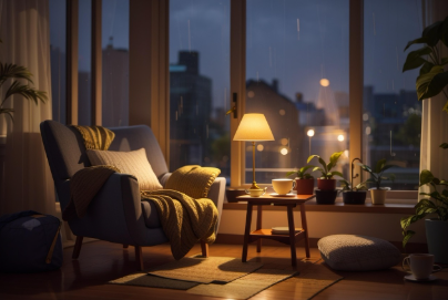 사업가가 지친 업무를 마치고 편히 쉴수있는 거실공간