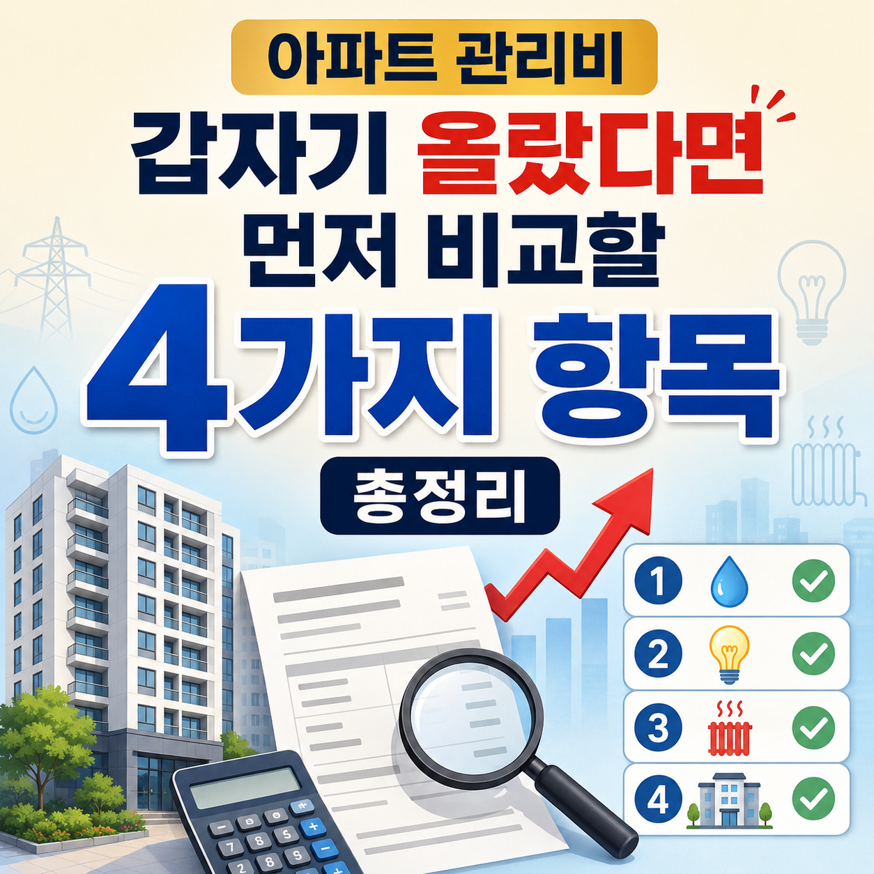 아파트 관리비가 갑자기 올랐다면 먼저 비교해야 할 항목 4가지 총정리