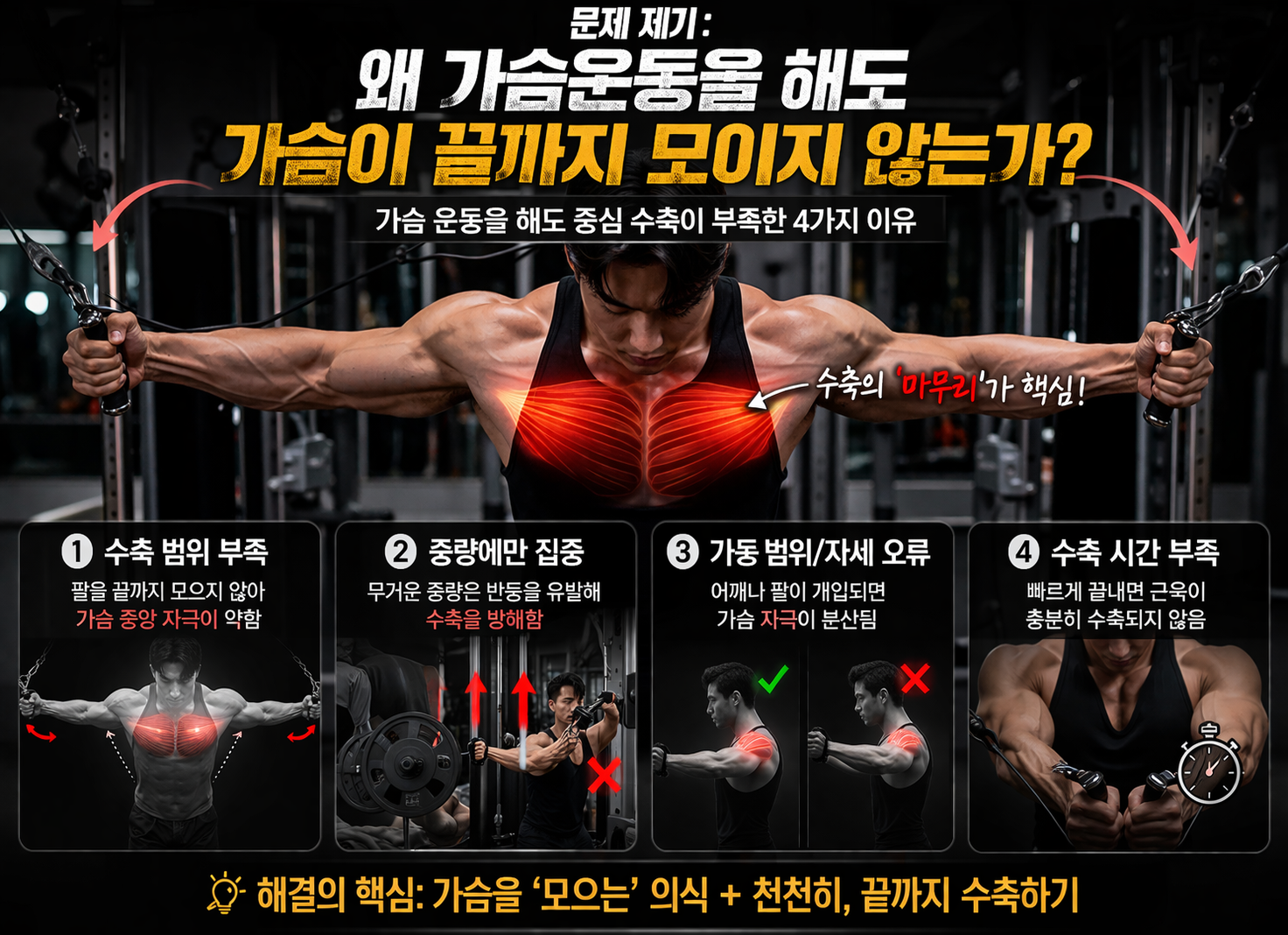 왜 가슴운동을 해도 가슴이 끝까지 모이지 않는가