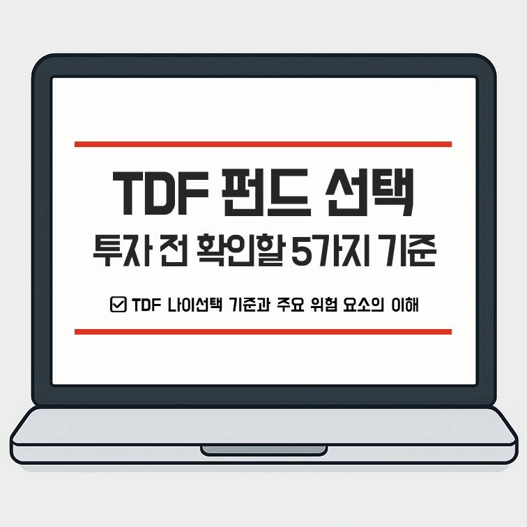 TDF 펀드 선택 시 투자 전 반드시 확인해야 할 5가지 기준을 안내하는 요약형 인포그래픽 썸네일