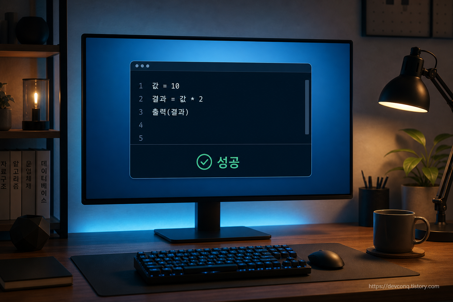 공식 문서의 최소 예제를 그대로 실행하고 성공 표시를 확인하는 화면