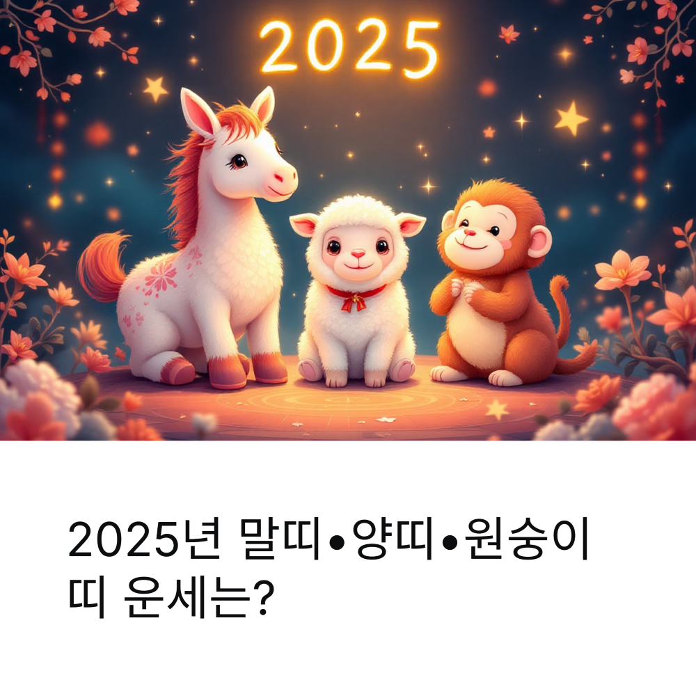 2025 말띠,양띠,원숭이띠 운세 종정리