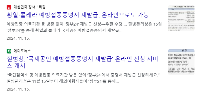 예방접종증몀명서 인터넷발급