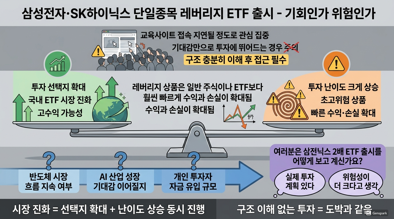 삼성전자·SK하이닉스 단일종목 레버리지 ETF 출시 – 기회인가 위험인가