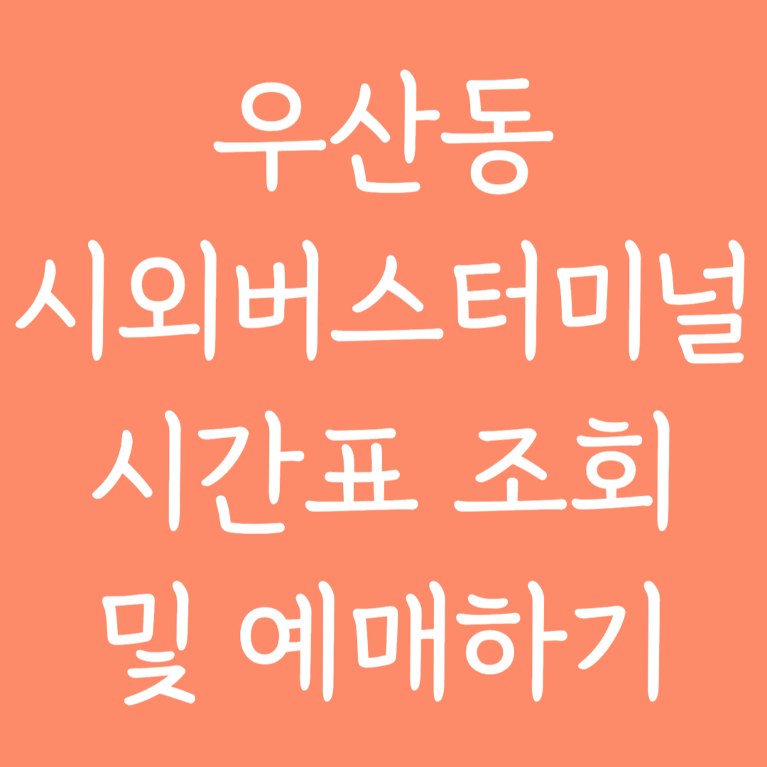 우산동 시외버스터미널 시간표조회 및 예매하기
