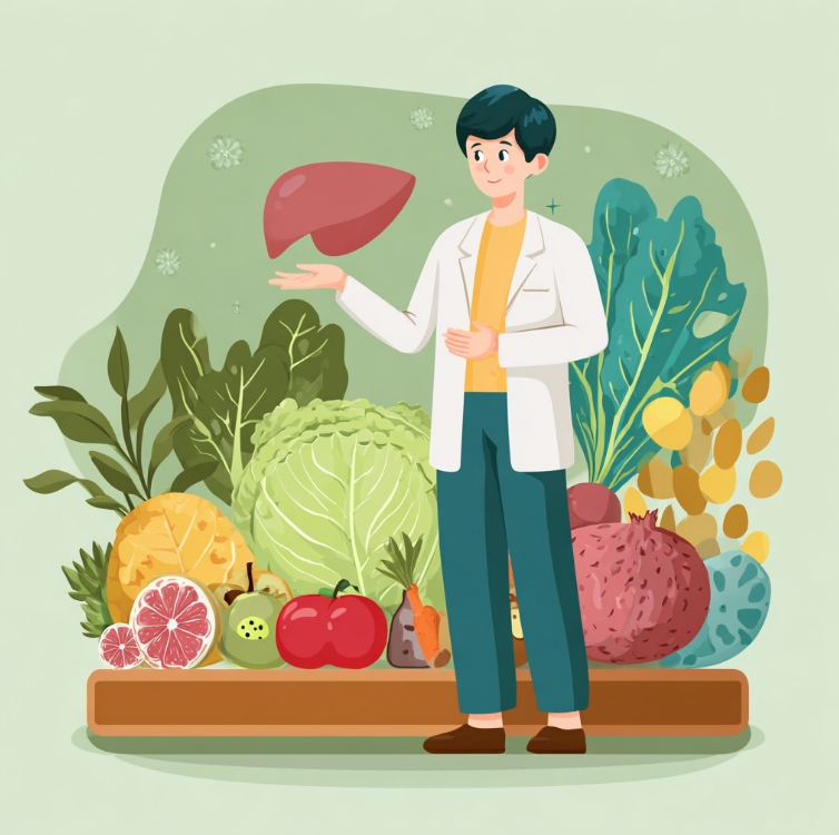 간에 좋은 음식 일러스트