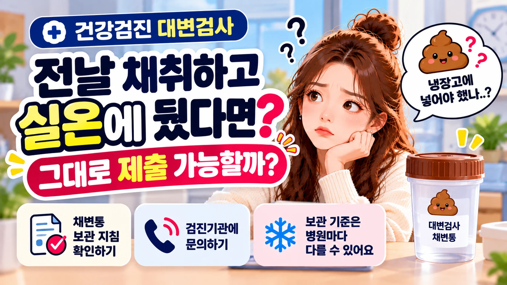 건강검진 대변검사 전날 받아서 실온에 뒀다면 그대로 제출해도 될까?