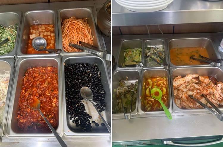 약 10가지의 반찬들