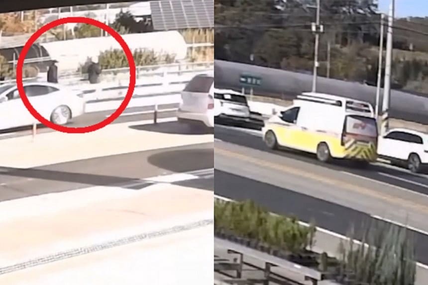 지난 10일 충북 옥천군 구간에서 진행된 마라톤 대회에서 발생한 교통사고를 목격한 관계자들이 달려가는 모습. 