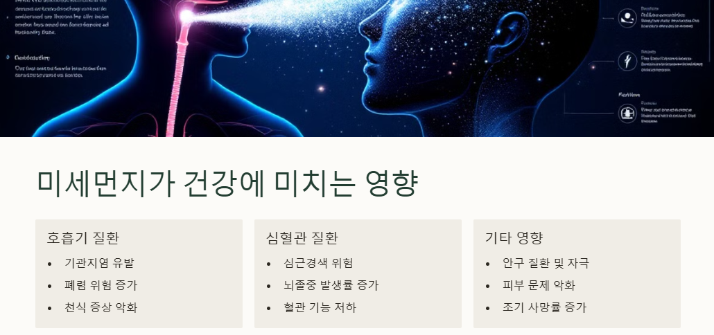 미세먼지: 환경, 건강(호흡기-비염,심혈관,뇌,면역력,피부,눈) 영향, 대응방안, 해외사례