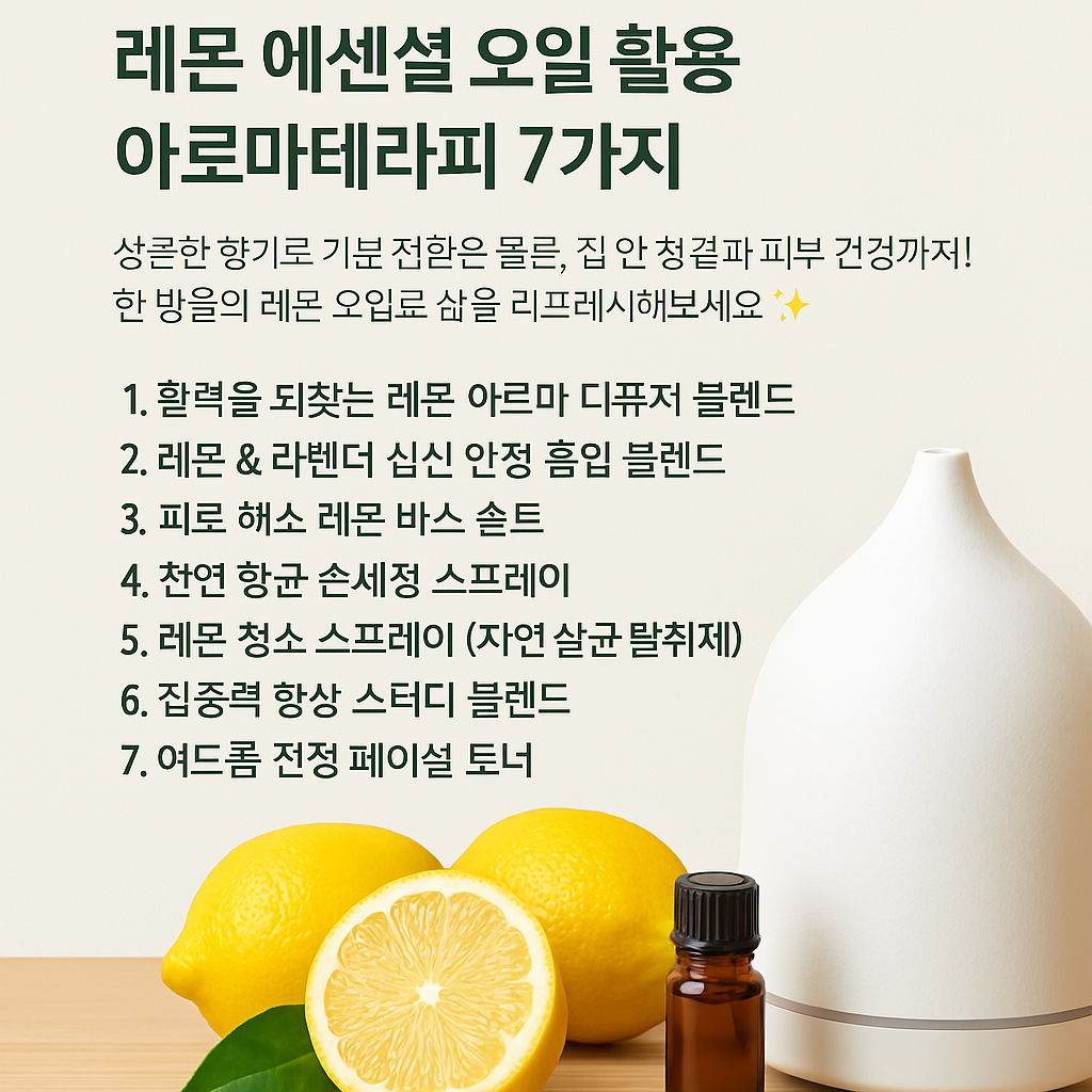 레몬 에센셜 오일 활용 아로마테라피 7가지