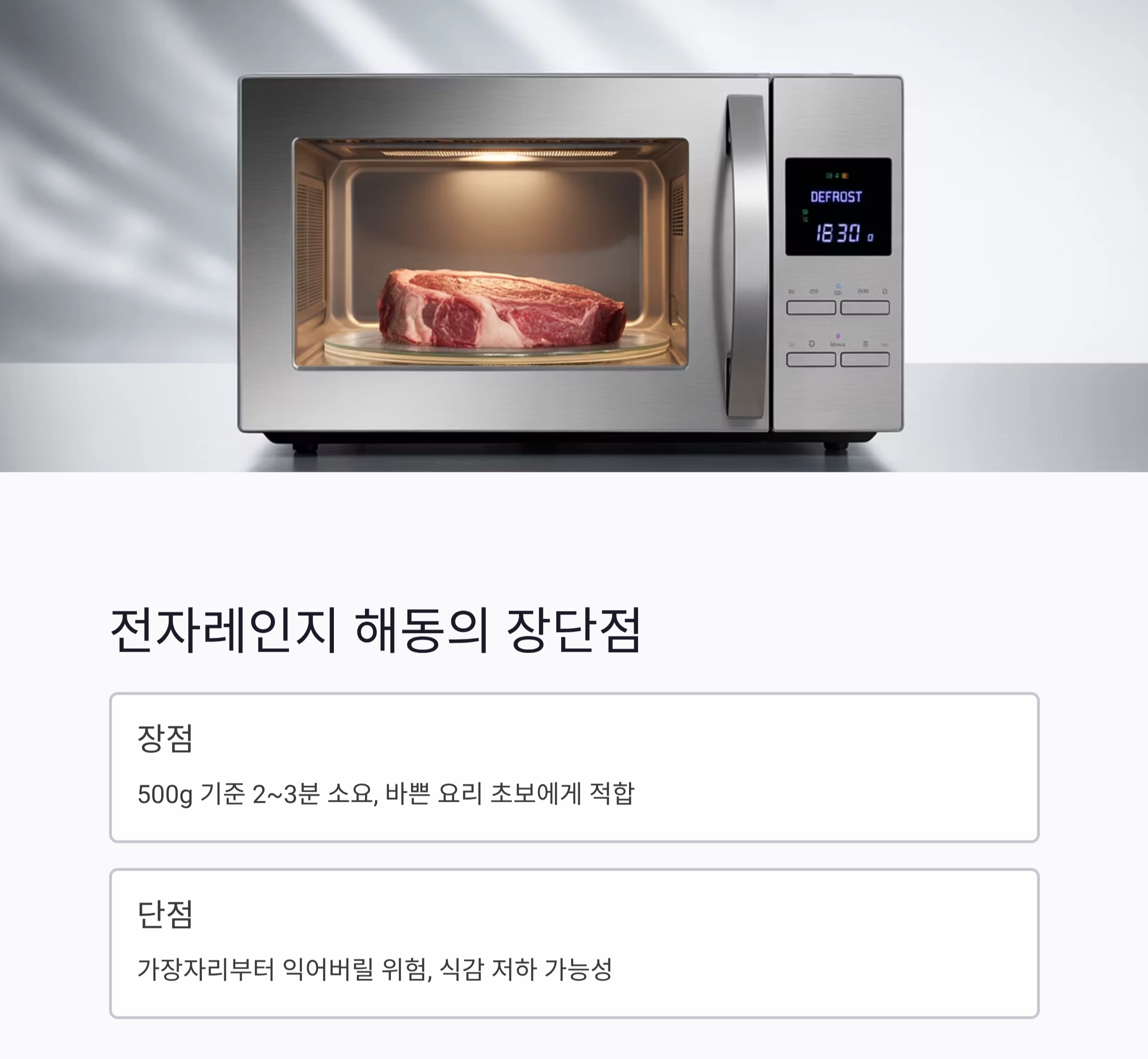 얼린 고기 해동 잘하는 법, 전자레인지와 찬물 중 뭐가 좋을까?
