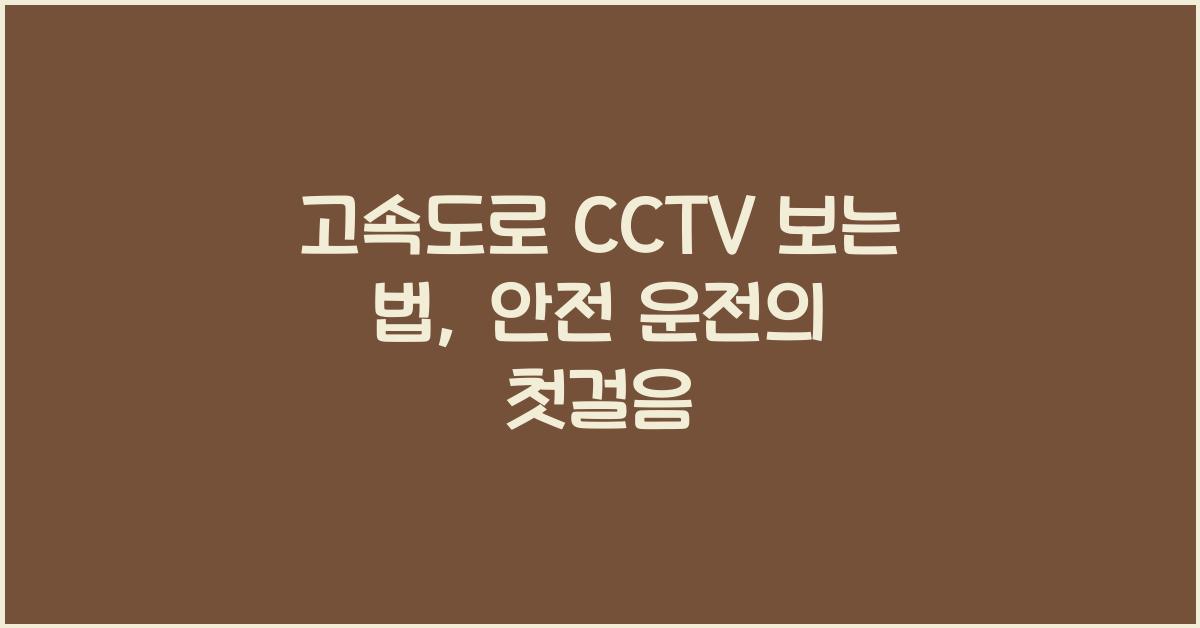 고속도로 cctv 보는 법