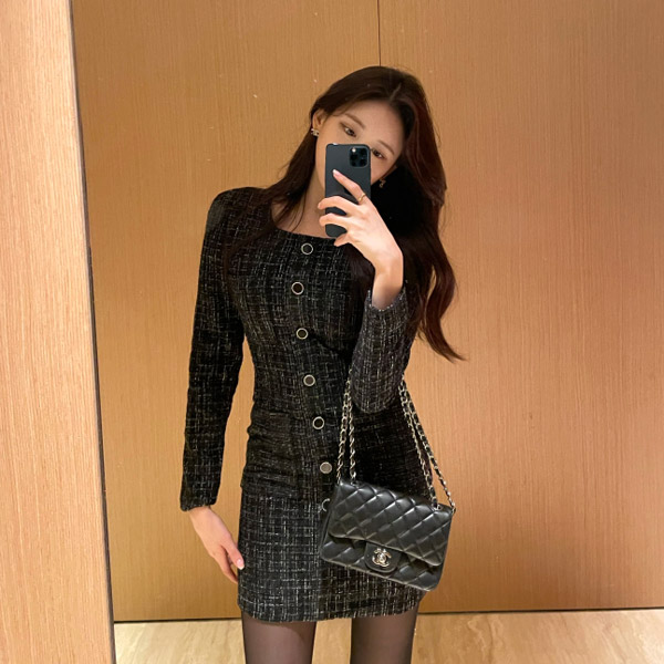 아뜨랑스 펄 트위드 미니 원피스 op12948