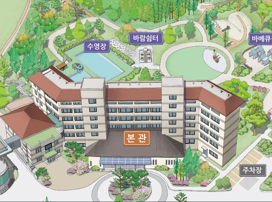 랜드마크 중심 구역 (본관 &amp; 수영장)