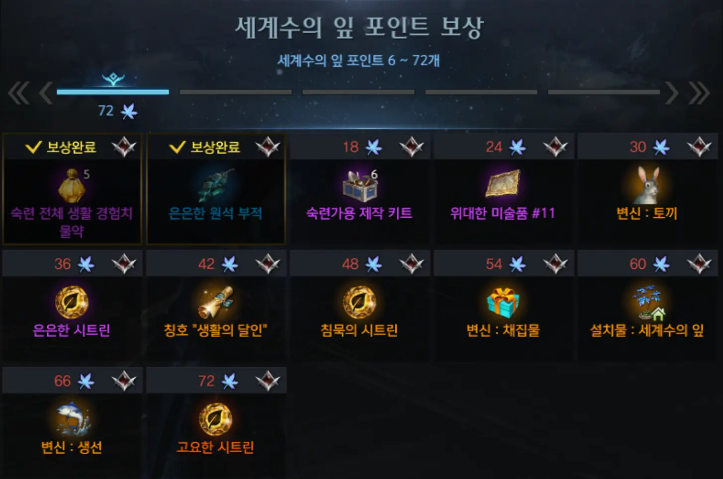 세계수의잎포인트 보상