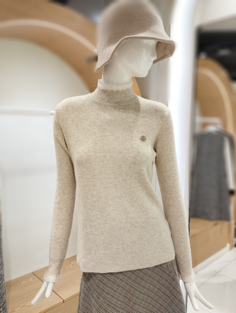 올리브데올리브 프릴넥 배색 반목니트 YK2WP679