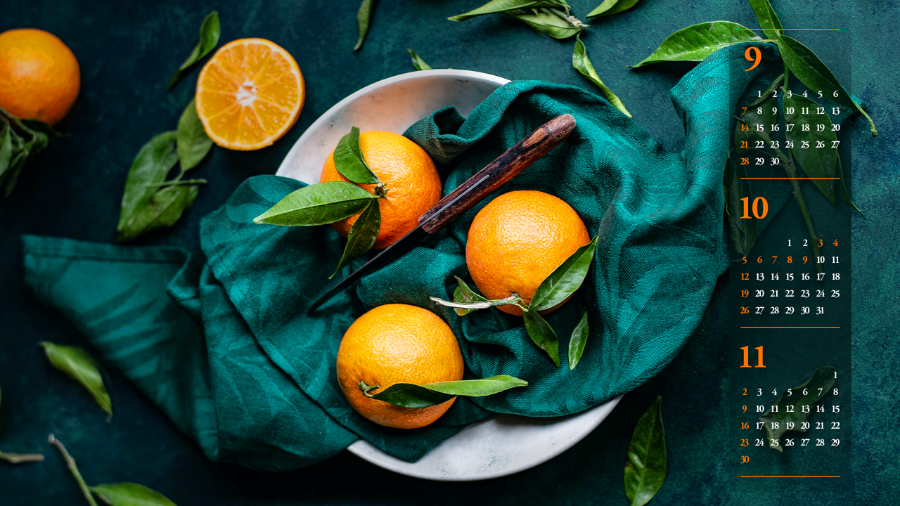 13 오렌지 청록색 배경 B - 2025년10월 노트북배경화면