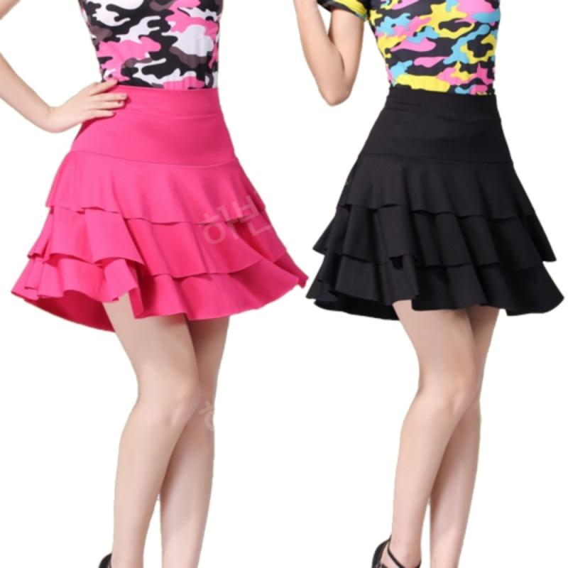 라인댄스 복장 캉캉 스커트 성인 여성 댄스복 하의 3단