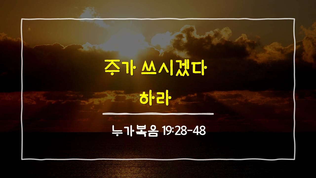 누가복음 19장 28절-48절, 주가 쓰시겠다 하라 - 매일성경 큐티 10분 새벽설교
