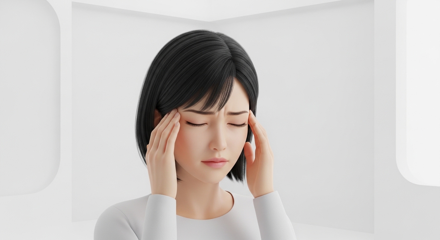 눈매교정두통, 미간당김