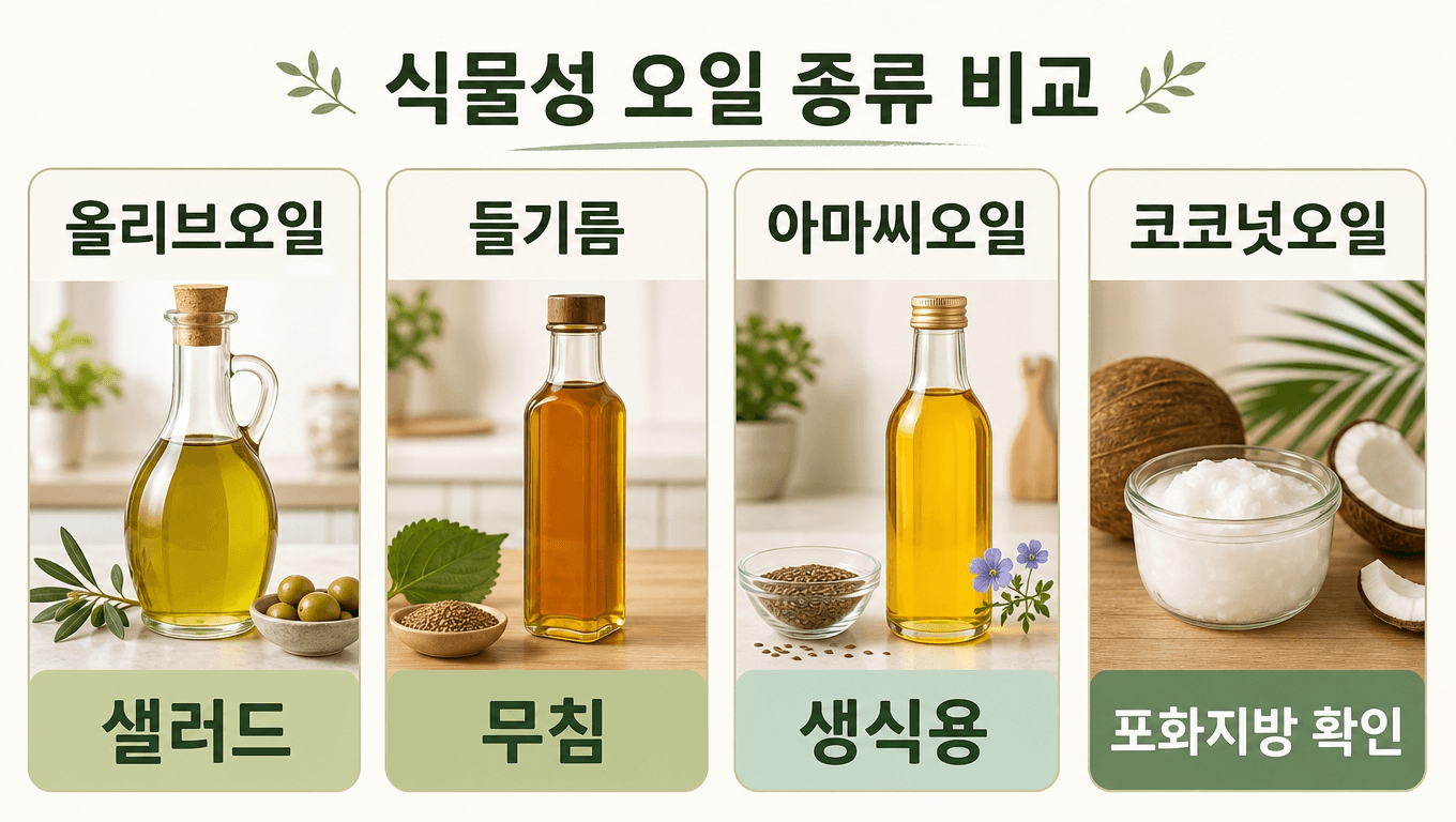 식물성 오일 종류별 비교