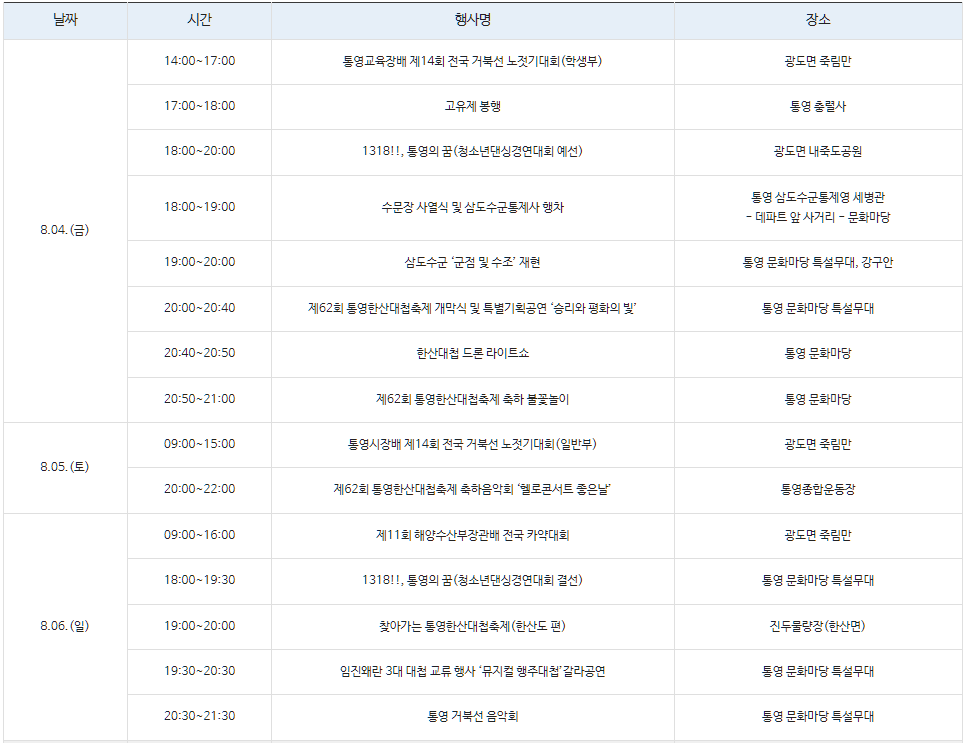 2023년 통영한산대첩축제 일정
