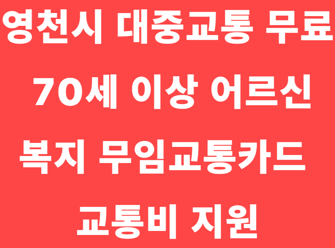 영천시 대중교통 무료 70세 이상 어르신 복지 무임교통카드 교통비 지원
