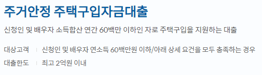 신한은행 주거안정 주택구입자금대출 조건