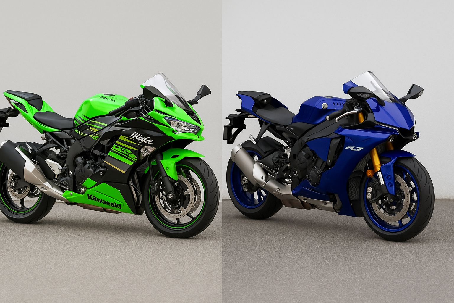 가와사키 닌자와 야마하 R 오토바이의 이미지