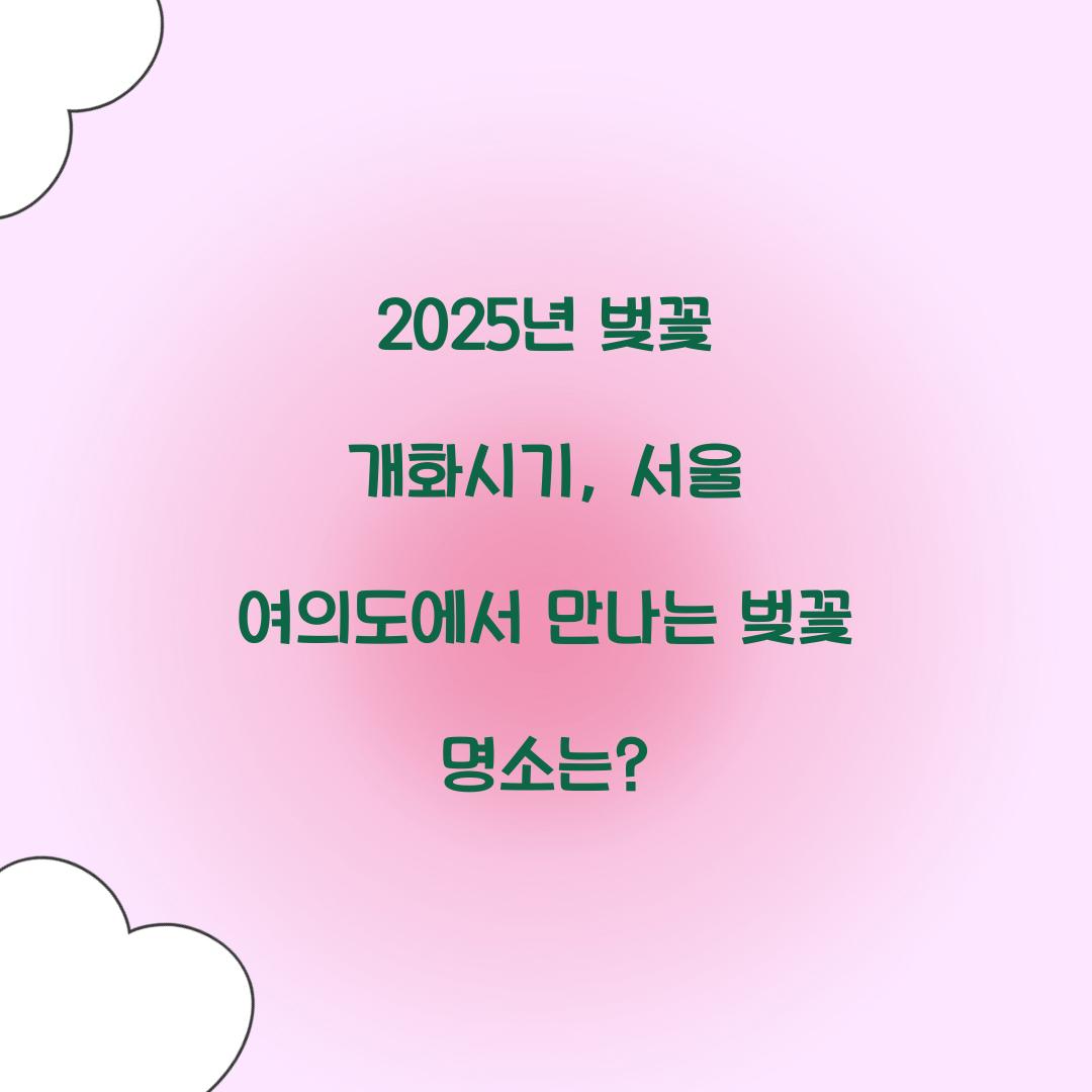 2025년 벚꽃 개화시기