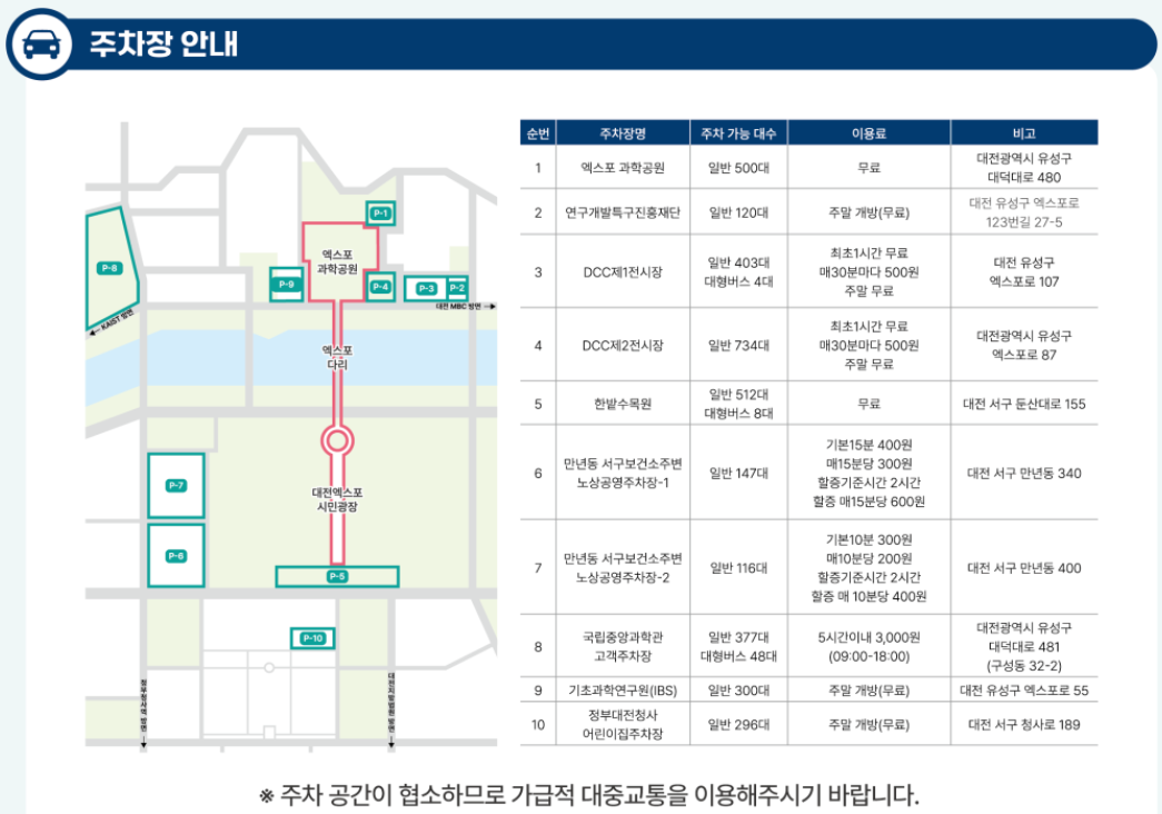 대한민국 과학축제 주차장