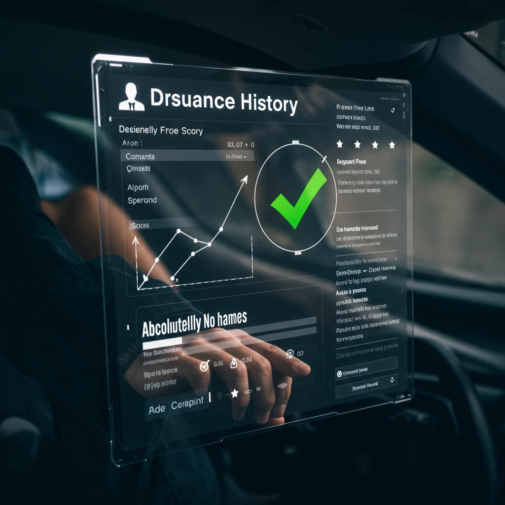 디지털 화면에 표시된 운전자의 보험 기록 또는 등급 정보