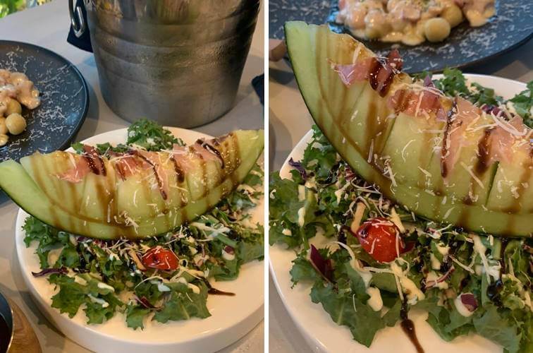 멜론위에 올라간 하몽