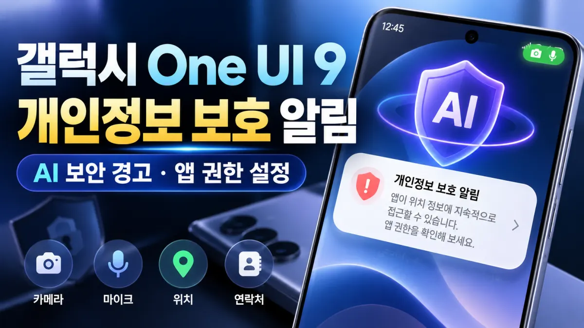 갤럭시 One UI 9 개인정보 보호 알림과 AI 보안 경고 및 앱 권한 설정 안내
