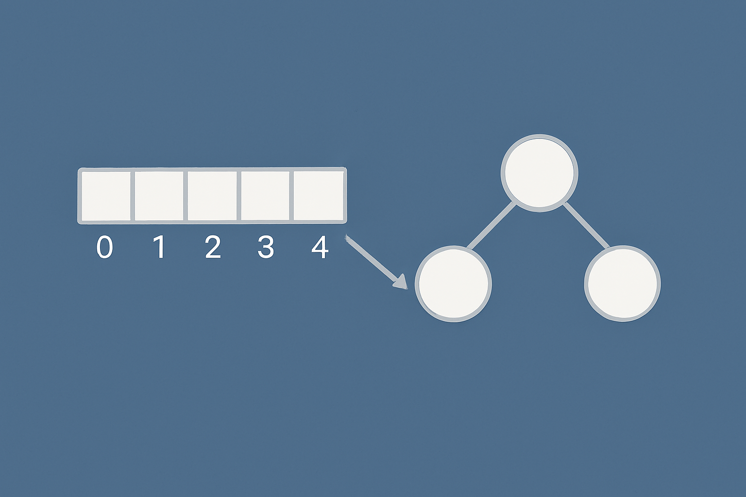 배열 인덱스와 트리 노드 간의 연결을 구조적으로 표현한 미니멀 일러스트