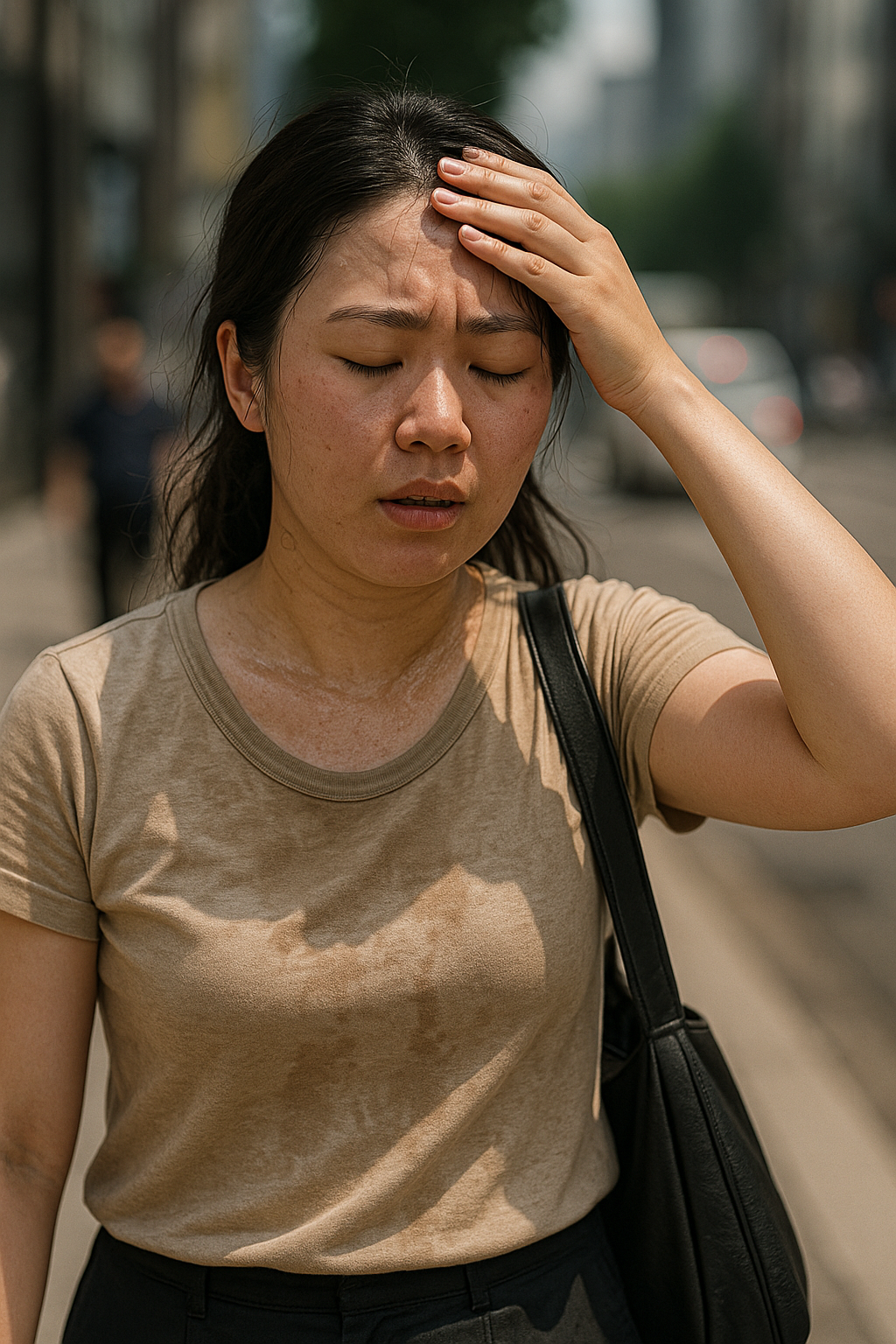 땀을 많이 흘린 여성