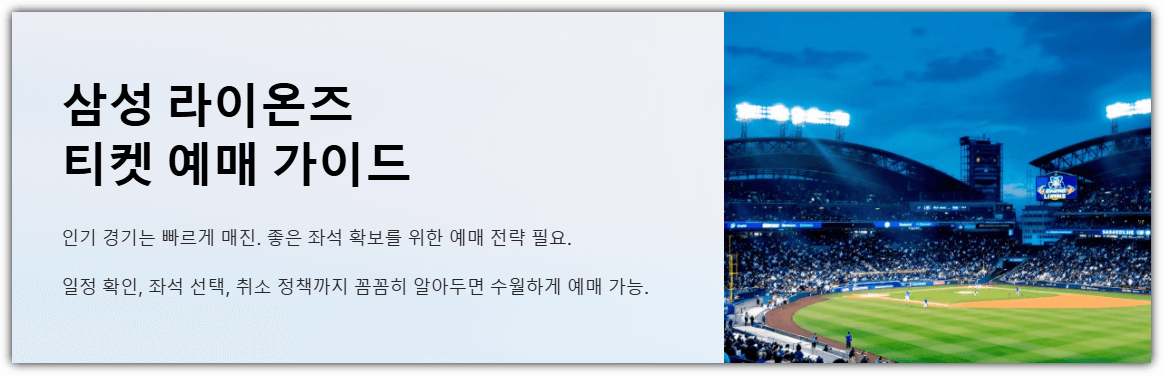 삼성라이온즈 티켓 예매 가이드