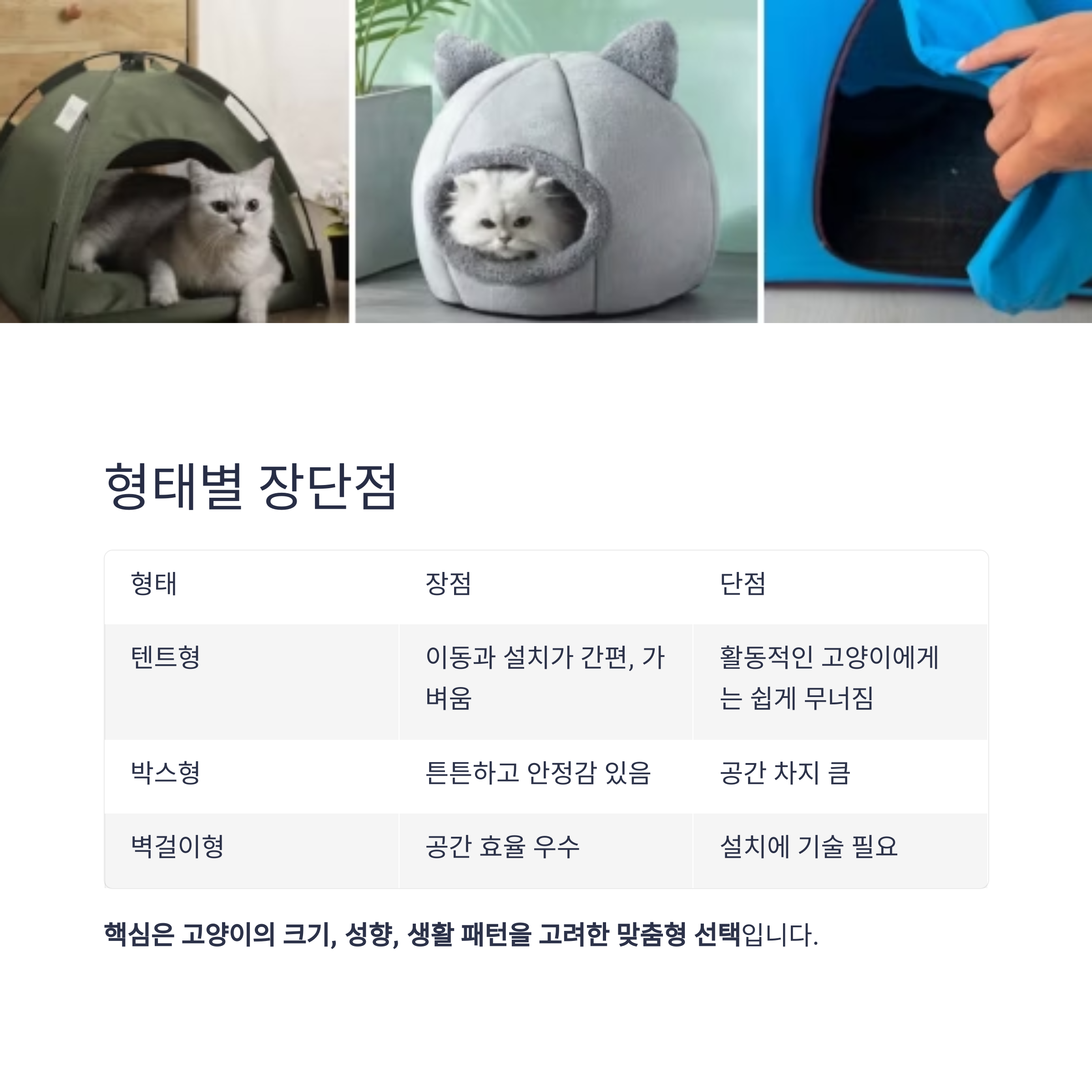 형태별 장단점