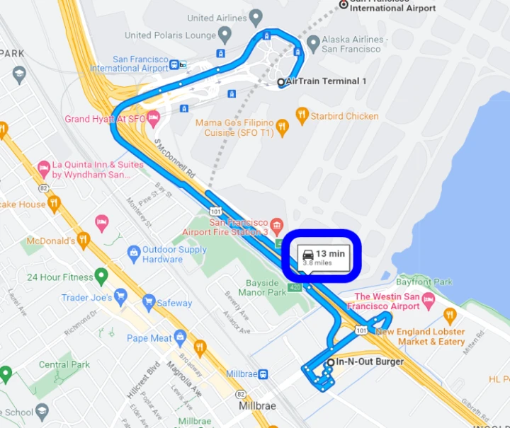 샌프란시스코 공항 to 인앤아웃