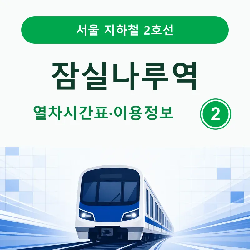 잠실나루역 2호선 평일·토요일·일요일 및 공휴일 시간표와 첫차·종착역별 막차, 빠른 하차, 출구별 버스정류장 번호와 주변 장소를 정리했습니다.