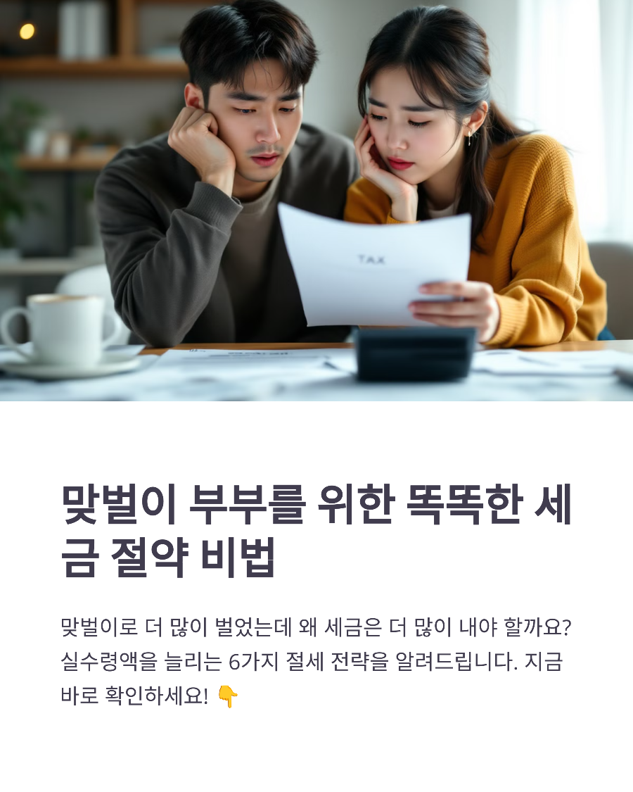 맞벌이 부부 연봉 실수령액 최적화 전략 세금 부담 줄이는 소득 분산법