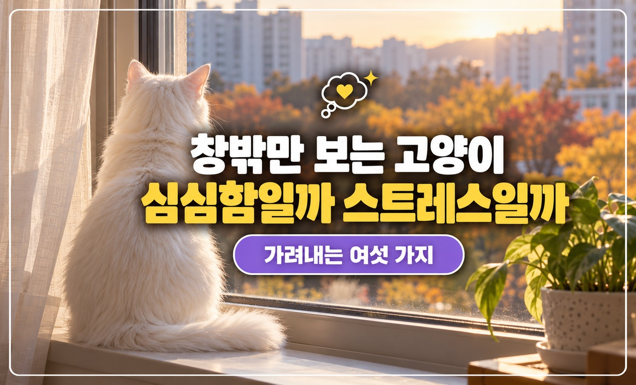 창가에 오래 앉아 밖을 보는 고양이