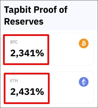 탭비트의 지급준비율을 나타내는 사진